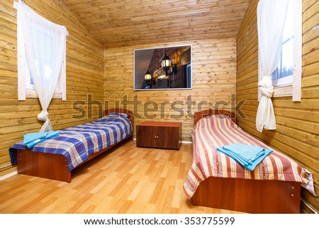 Interior of guest room in village house 