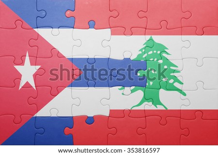 puzzle with the national flag of cuba and lebanon . concept