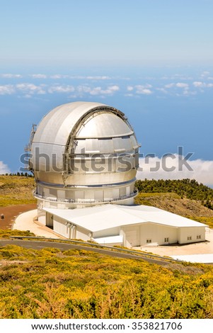Photo Picture of a Modern Scientific Astronomical Observatory Telescope