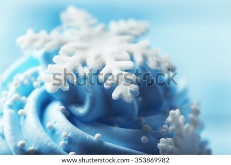 Blue cupcake closeup
