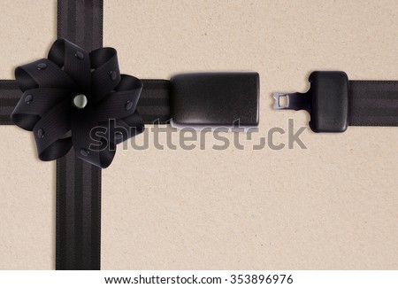 safety belt parts on brown background .Bon votage .Christmas day 2017 .Happy new year .Clipping path