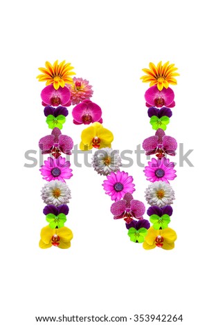 , flower alphabet isolated on white