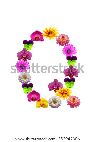 , flower alphabet isolated on white