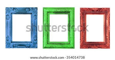 The antique color frame on the white background