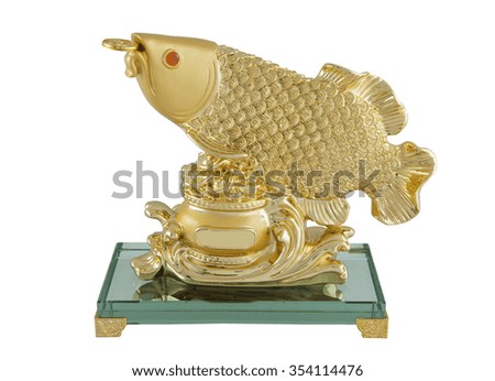 Gold fish-dragon isolated on white background