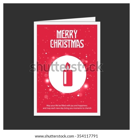 Creative Merry christmas candles, Red book title with snowflake background Greeting card big icon template. Vector Red background illustration