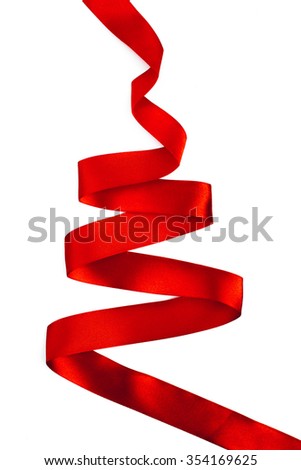Christmas tree from ribbon isolated on white background