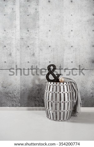 concrete wall interior barrel style with symbol