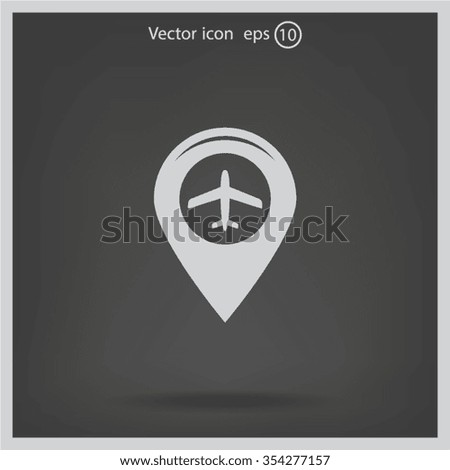Map pointer with air plane icon.map pointer.vector illustration