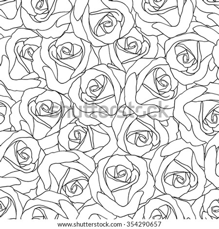 Seamless background pattern with hand drawn roses