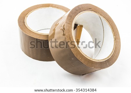 roll of brown sticky duct tape on white background
