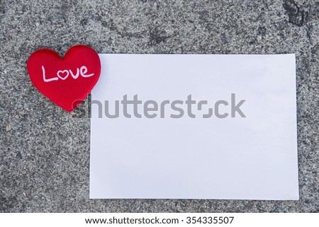 Happy Valentines day with heart and paper note for text