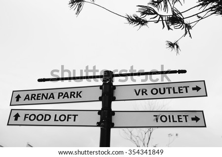 road signs background black and white
