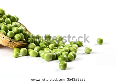 Fresh Green Pea in basket on white background 