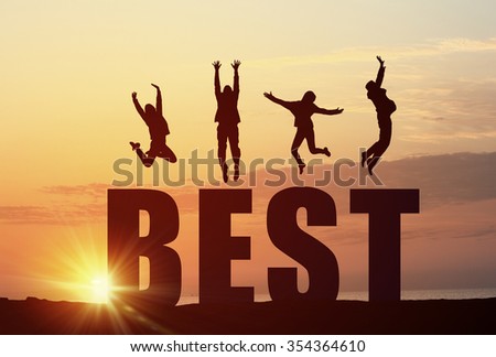 Business people pulling word best representing collaboration concept  Royalty-Free Stock Photo #354364610