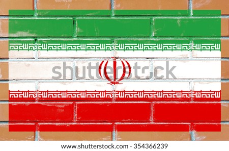 Iran flag painted on old brick wall texture background