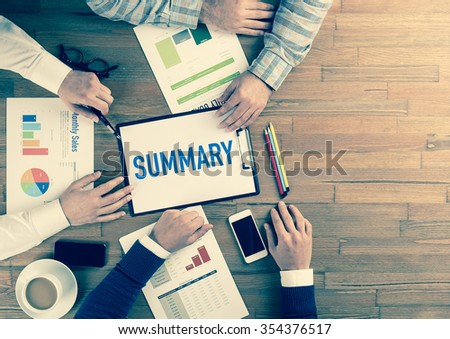 Business Team Concept: SUMMARY Royalty-Free Stock Photo #354376517