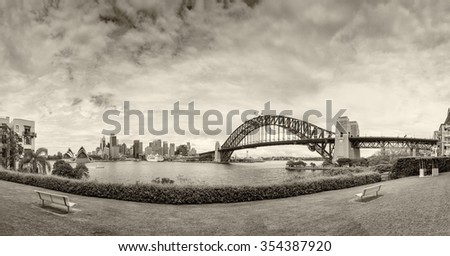Giant panoramic view of Sydney Harbour, New South Wales, Australia.