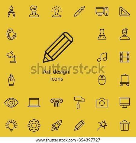 art, design outline, thin, flat, digital icon set for web and mobile