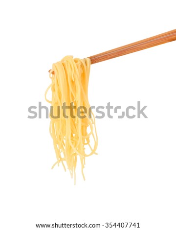 chopsticks noodles isolated on white background  this has clipping path.