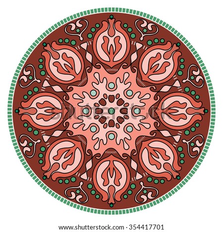 Mandala. Retro Round Ornament Pattern. Islamic, Arabic, Indian, Bohemian, Gypsy, Ottoman Motifs, Kaleidoscope, Medallion, Yoga, Meditation. Decorative elements for any kind of design. Boho Style.