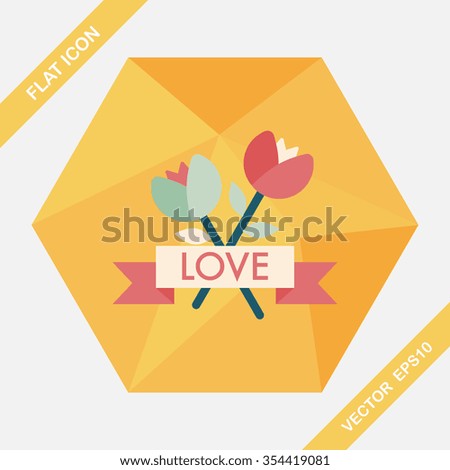 Valentine's Day flower flat icon with long shadow,eps10