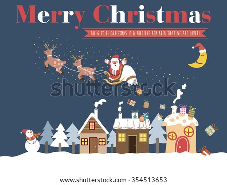 White Christmas Greeting Card. Joyful vector illustration