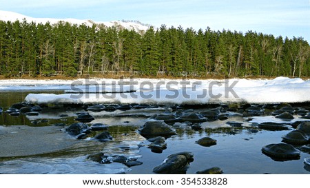 The river in the winter. Altay