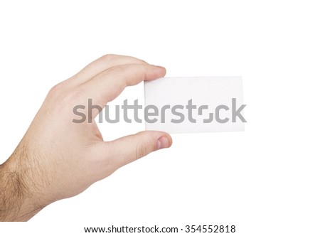Hand hold blank business card.