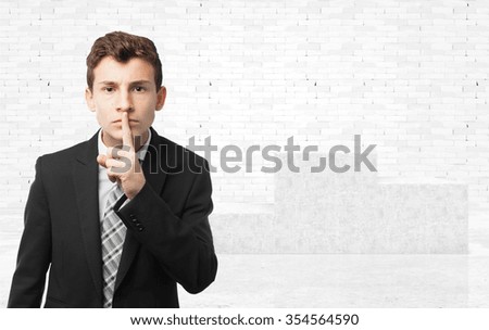 angry businessman silence gesture