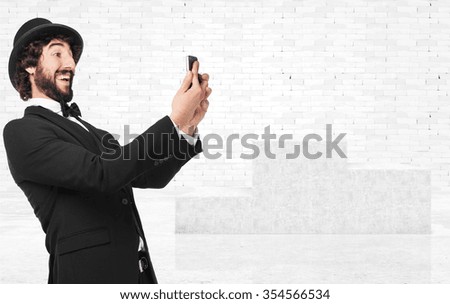 happy smoking man selfie pose