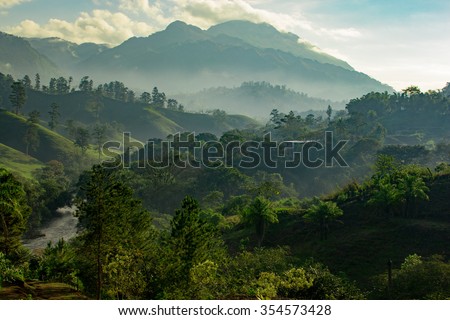 Guatemala Sunrise In The Jungle Royalty-Free Stock Photo #354573428