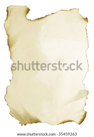 burnt paper isolated on white background