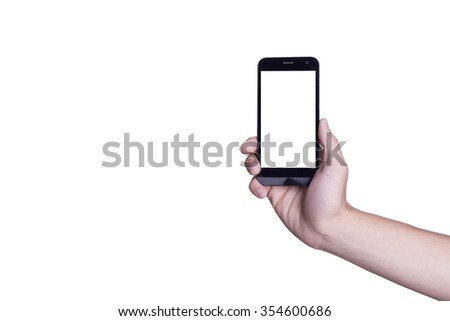 Holding Phone with isolated background