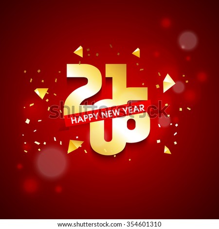 happy new year 2016, greeting or illustration with beautiful text for new year 2016. Royalty-Free Stock Photo #354601310