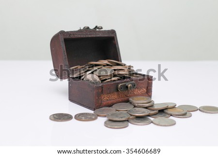 Pirates trunk chest full of coins treasures