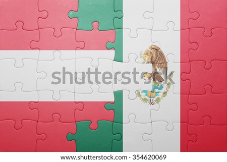 puzzle with the national flag of austria and mexico . concept