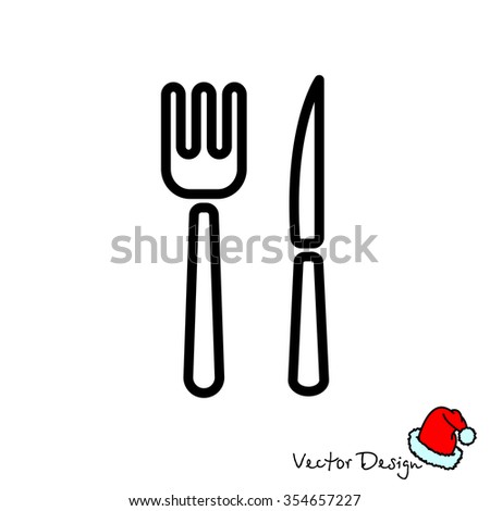 Web line icon. Cutlery (fork, knife)