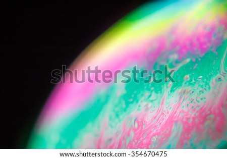 Psychedelic background blur made from soap bubble