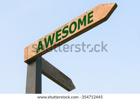 AWESOME word on wood roadsign