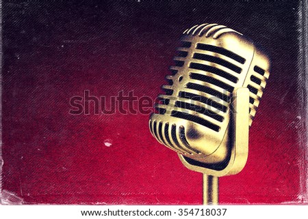 Retro microphone.  Vintage style or worn paper photo image