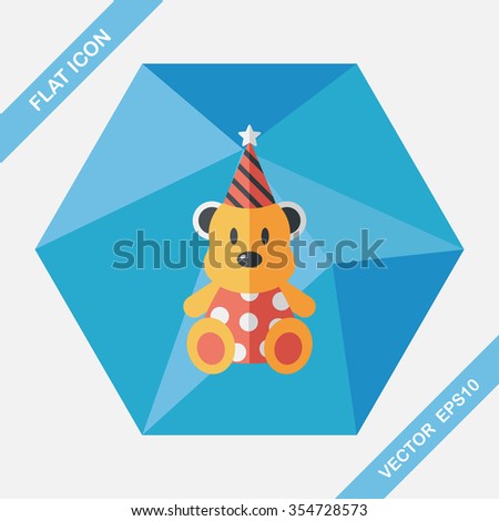 birthday teddy bear flat icon with long shadow,eps10