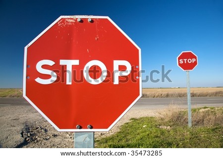 stop traffic sign next to road in valladolid spain