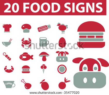 20 food signs. vector