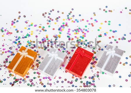 colorful gifts box on white paper background.