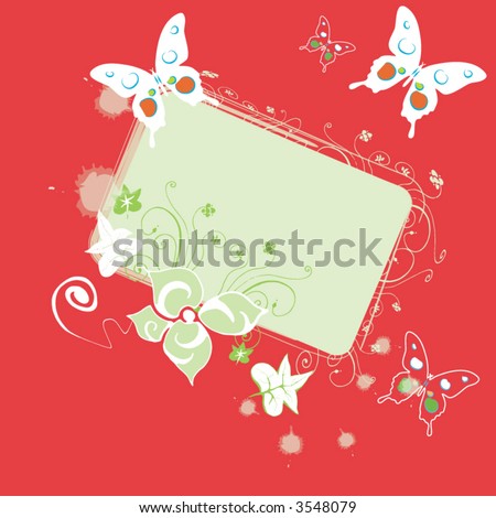 butterfly and flowers with blank page
