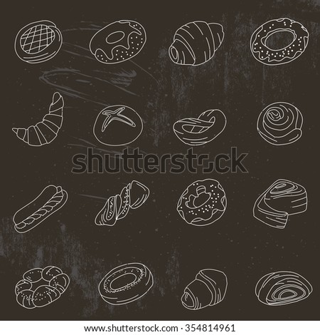 Set with different  pastry.