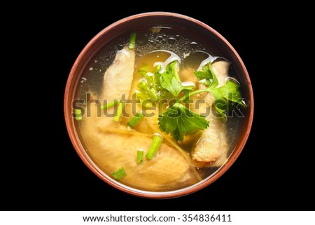 chicken soup isolated on background