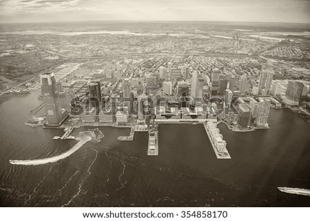New York skyline in black and white.