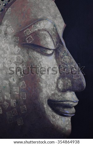 Buddha image face in close-up style